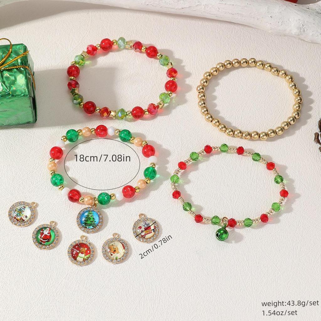 Праздничный браслет из бисера «Снежинка и олень»: Универсальные украшения DIY на Рождество – Идеально для женщин