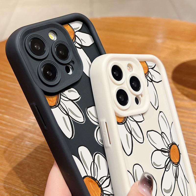Ударопрочный чехол с цветочным узором для iPhone 16 Pro Max 15 14 Pro 13 12 11 XS XR 8 7 силиконовый матовый противоударный мягкий бампер из ТПУ