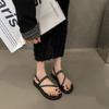 Non-slip Sleeve Toe Beach Word with Sandals Women Wear 2025 Summer New Internet Celebrity Fairy Wind Flat Roman Shoes