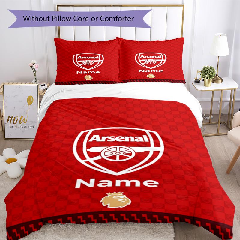 3Pcs Custom Name Arsenal Football Club Bedding Set Duvet Cover Closure Includes 1Duvet Cover 2Pillowcases Soft And Comfortable For All Seasons