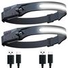 [Набор из 2 шт.] Перезаряжаемый светодиодный налобный фонарь с USB, двойной источник света, 5 режимов освещения, ультралегкий (50г), Высокая яркость, водонепроницаемость IPX4 и пылезащи