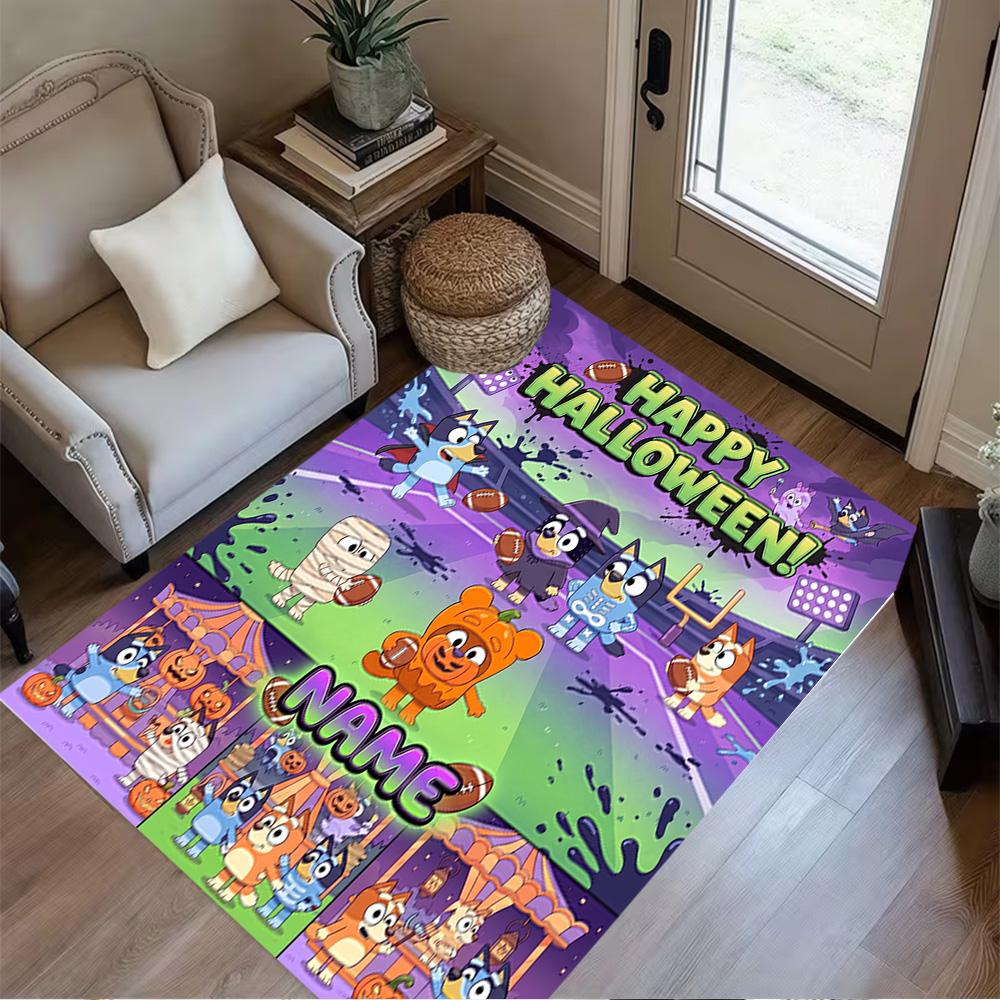 Bluey's Christmas Adventure Customize Your Name Floor Rug Office Rug Suitable for Study room Decorate room Entryway Foyer Anti-slip Rug