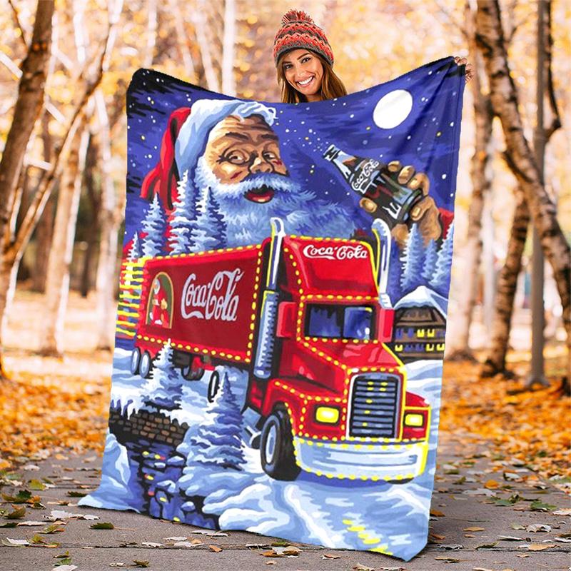 Christmas gift Halloween themed cola beverage Coca Cola blanket soft home furnishing nap decoration four seasons warm Sherpa blanket U6