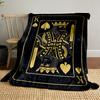 A golden King of Spades card design on a dark ornate background. for all seasons blanket lunch break throw gift