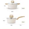 Newly Designed Wheat Rice Stone Non Stick Pot, Wooden Handle Soup Pot, Frying Pan, Frying Pan, Milk Pot, Cookware Set.