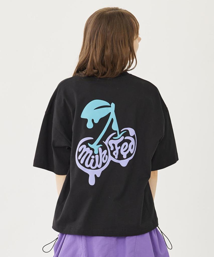Milkfed Casual Melt Cherry Wide Shorts Tee In Black Women's
