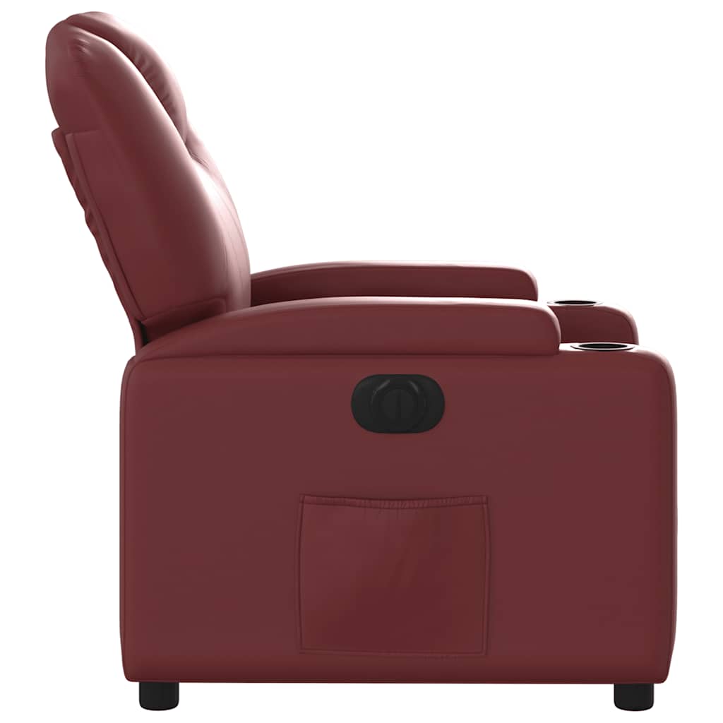 Electric Recliner Chair Burgundy Faux Leather