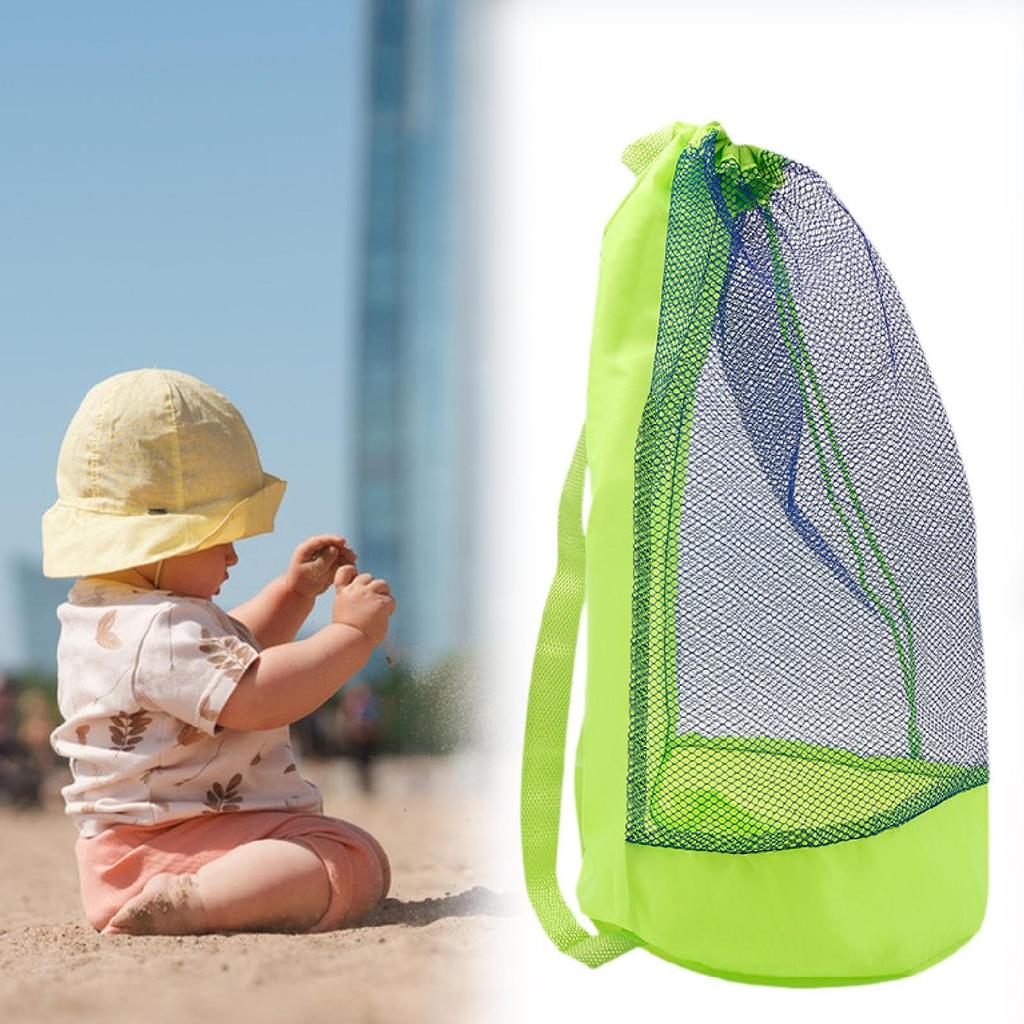 Mesh Beach Bag Tote Travel Storage Pouch for Water Sports Hiking Green