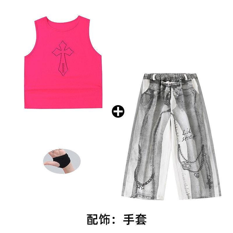 Kids Hip Hop Dance Outfit Set Boys Girls - Street Style Performance Costume With Graphic Pants Accessories