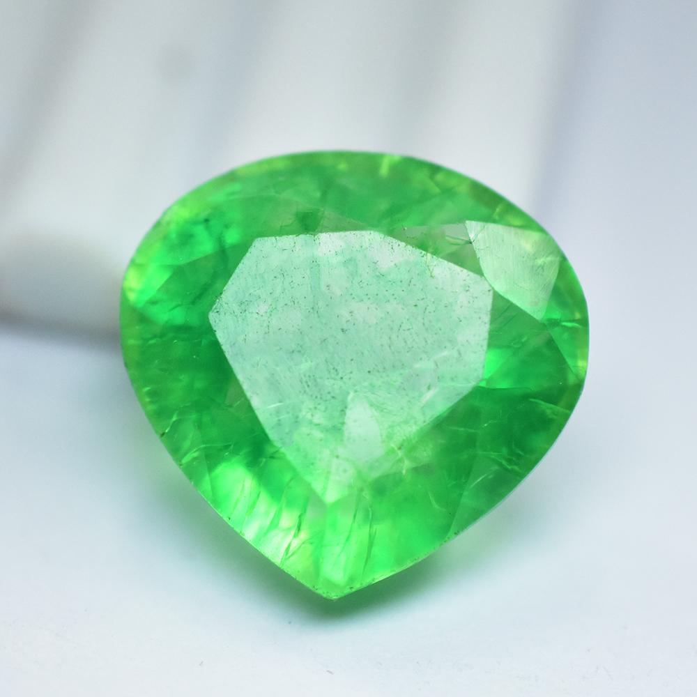 Natural Green Emerald Loose Gemstone Pear Cut 24.45 ct for Jewelry Making and Gem Collections