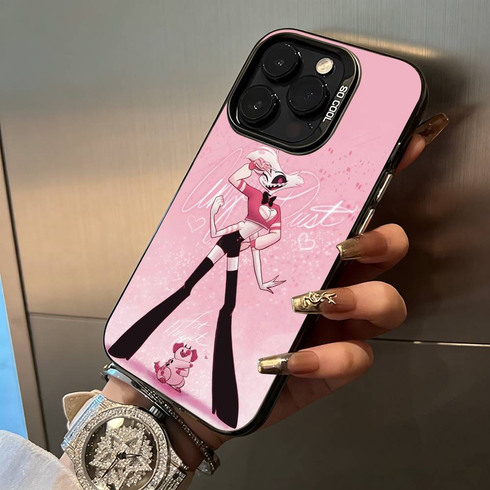 A-Angel Dust H-Hazbin H-Hotel Чехол для телефона для iPhone 17,16,15,14,13,12,11 Plus Pro Max Цветной Серебряный Чехол для телефона