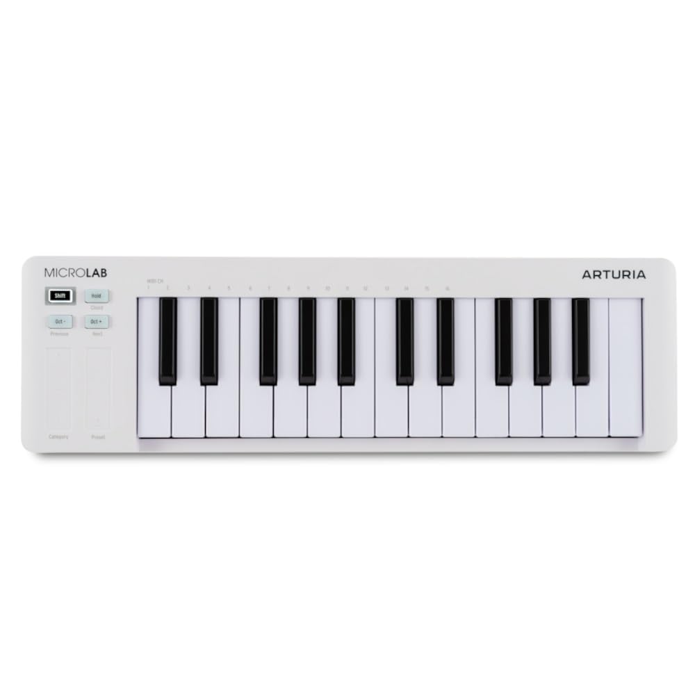 Arturia MicroLab MK3 Keyboard Controller 25 Sensitive Slim Connection White MK3 - Keys/Velocity High-Quality Keyboard/USB-C - (MICROLAB WH)