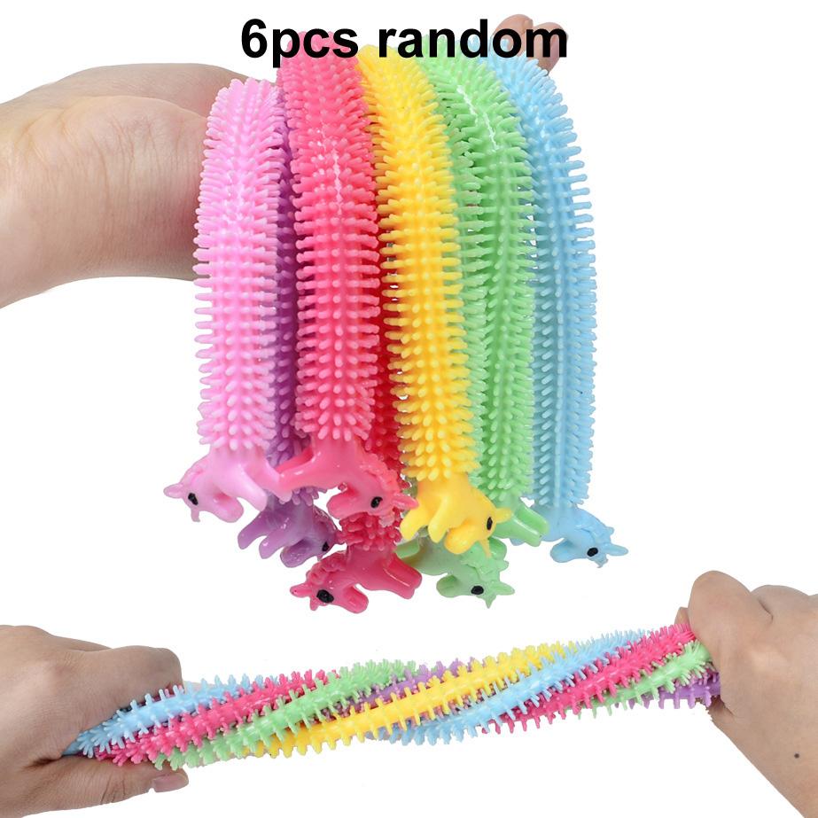 1-6 шт. Забавный единорог, червь, лапша, игрушки-непоседа, растягивающаяся веревка, TPR веревка, антистрессовые игрушки, игрушка для снятия стресса, аутизм, вентиляция