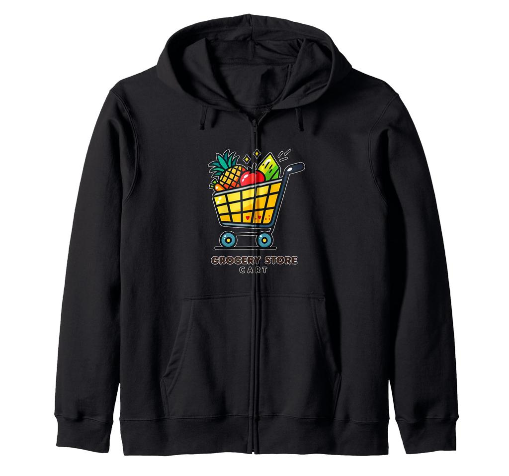 Bright Grocery Store Cart with Zip Hoodie Food.
