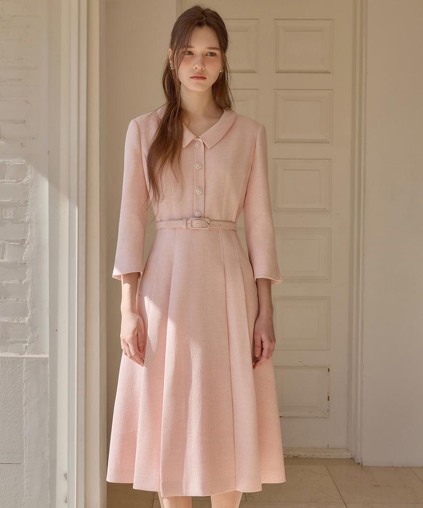 Julie And Kara 26Ss Calla138 Shebigins March Tweed Dress Pink