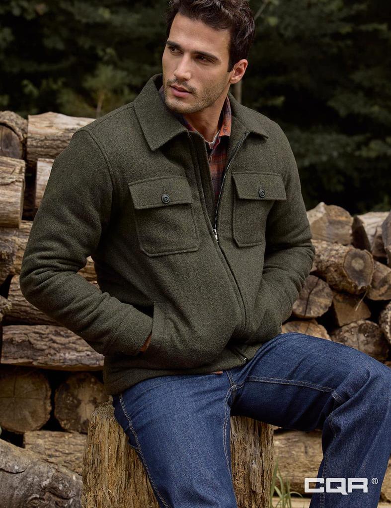 Wool Jacket Outer Thick Shirt Parka Checked Plain Outdoor Large Size Outdoor Camping Climbing American Casual Cold Weather Shirt Jacket Overshirt