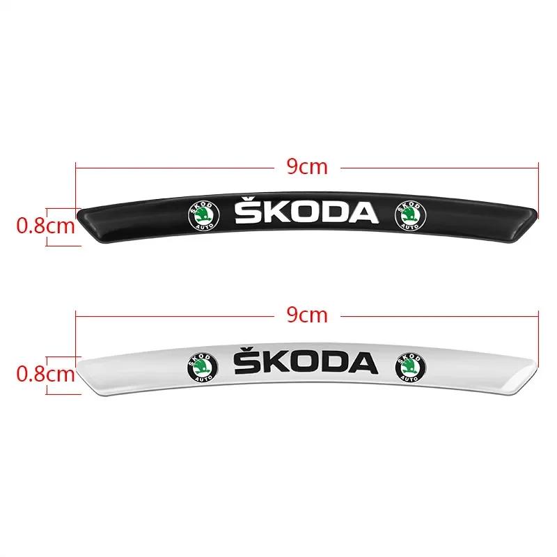 HFB4 4PCS Car Wheel Rim Hub Badge Stickers For Skoda Octavia 2 A5 Fabia 3 Rapid Scala Kodiaq Superb 3 Karoq Kamiq Citigo Accessories