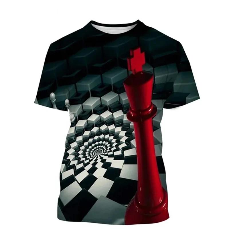 Chess T-shirt 3D Printing Design Fashion O-neck Short Sleeve Multiple Styles Tee Shirts Breathable Soft 2024 Summer y2k Tops