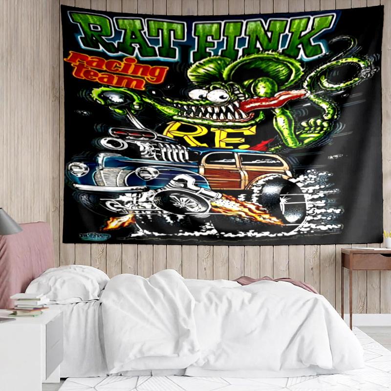Rat Fink Power Wall Hanging Tapestry Wall Cloth Tapestries Decor Wall Bedroom Decoration