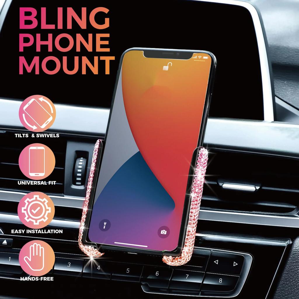 Crystal Car Phone Holder Air Vent Mount Clip Diamond Universal Smartphone Stand Hands-Free Car Accessories Bracket for Women