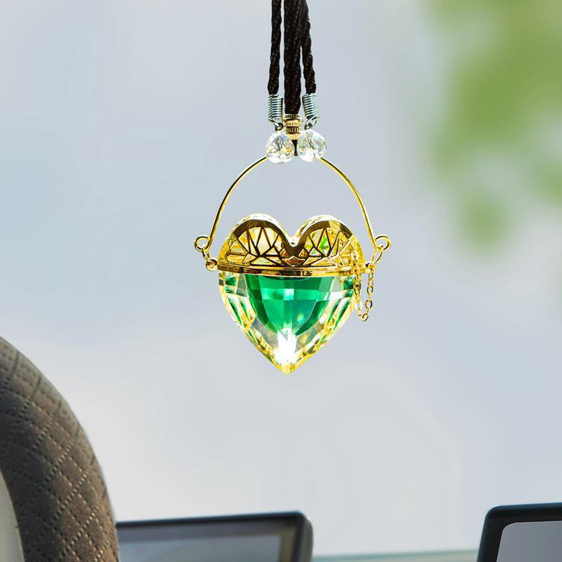 Heart-Shaped Geometric Car Perfume Pendant - European & American Design