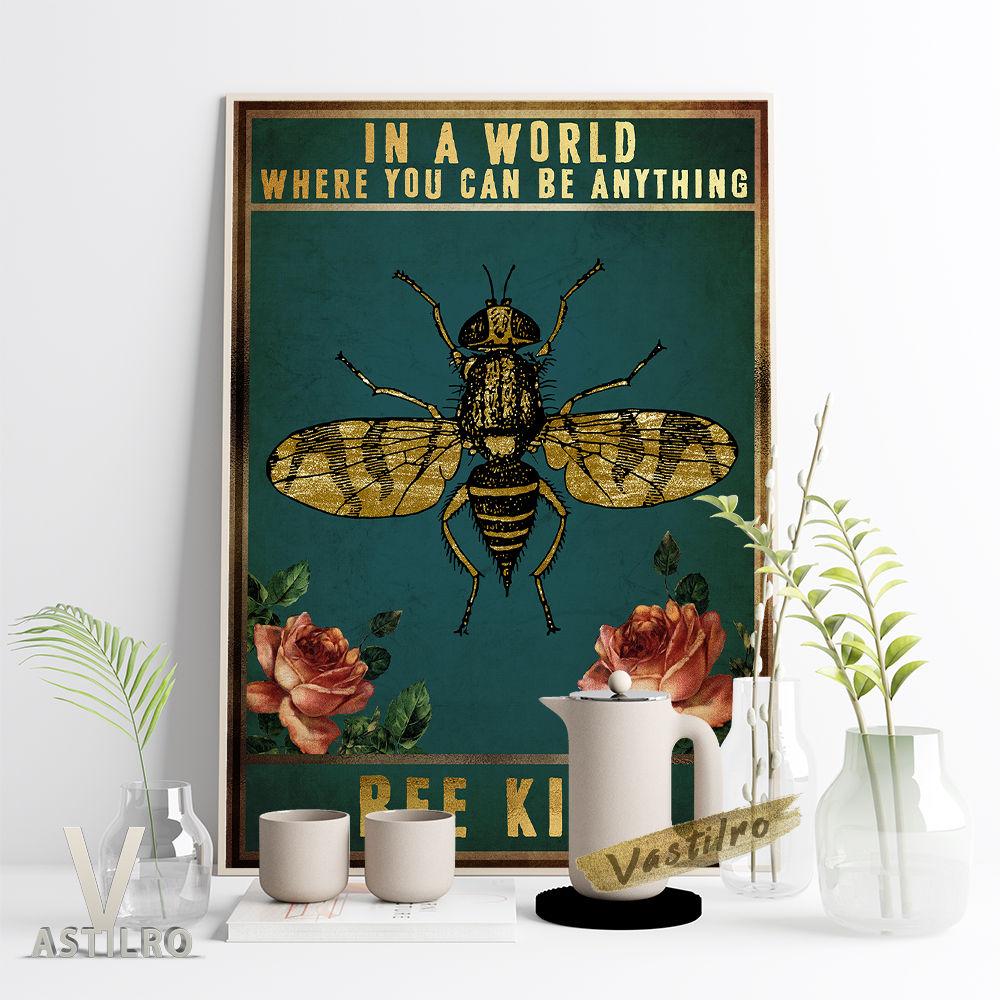 Насекомое Ретро Иллюстрированный Плакат Fly Bee Mosquito Стрекоза Мотылек Бабочка Художественная печать Картина Маслом