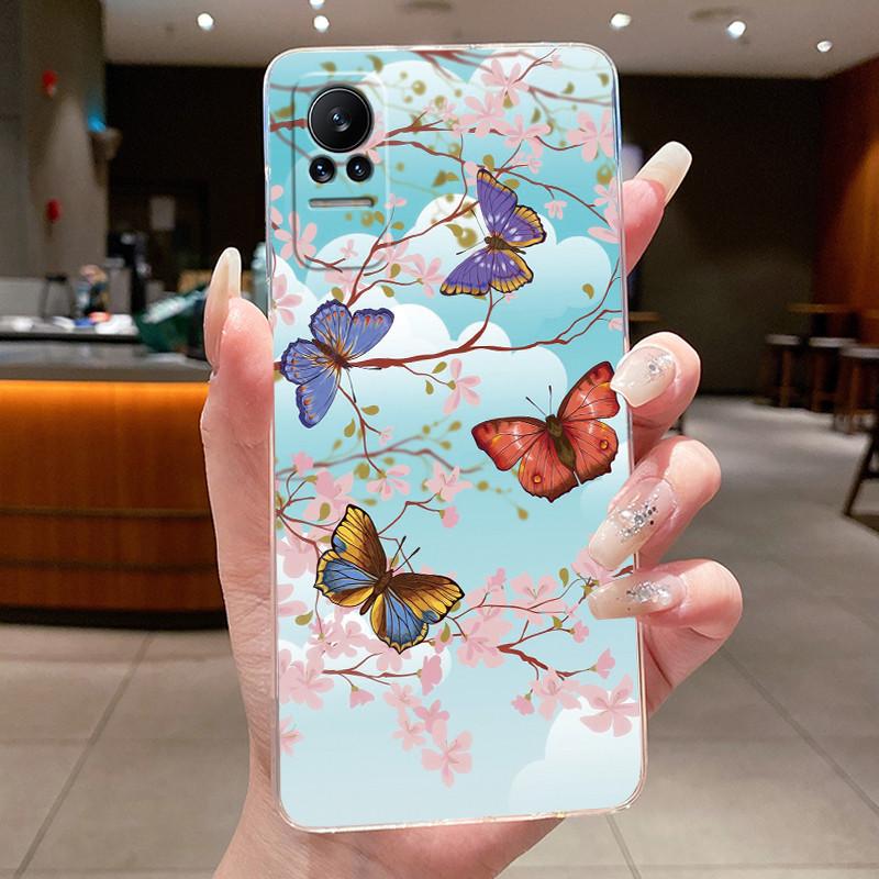 Phone Case For Xiaomi Civi 1 1S 5G Casing Clear Fashion Butterfly Flowers Soft TPU Silicone Cover For Xiaomi Civi1 Civi1S Case