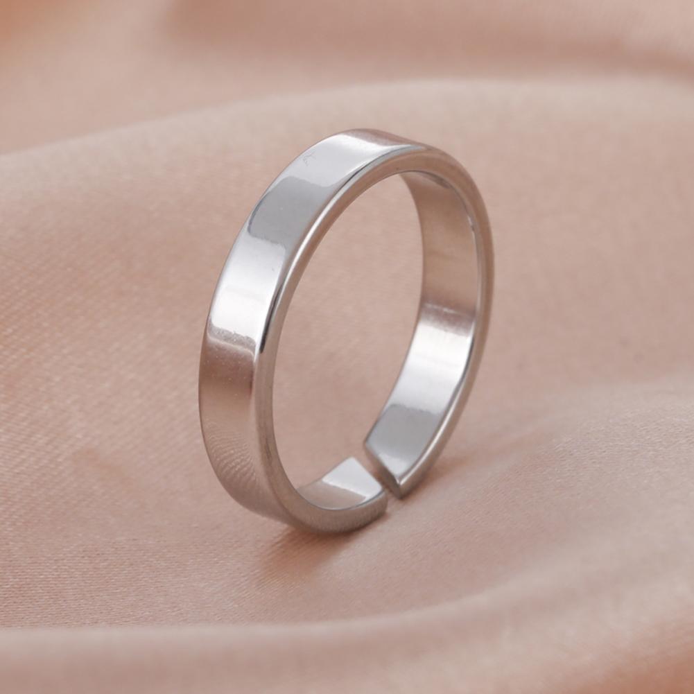 COOLTIME Kpop Minimalist Couple Rings Stainless Steel Silver Color Open Ring Women Men  Jewelry Wedding Gift