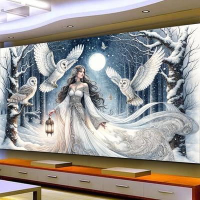 Снежная сова лесная красавица алмазная живопись большой размер, сделай сам полная квадратная круглая алмазная мозаика вышивка ювелирные изделия вышивка крестом домашнее искусство