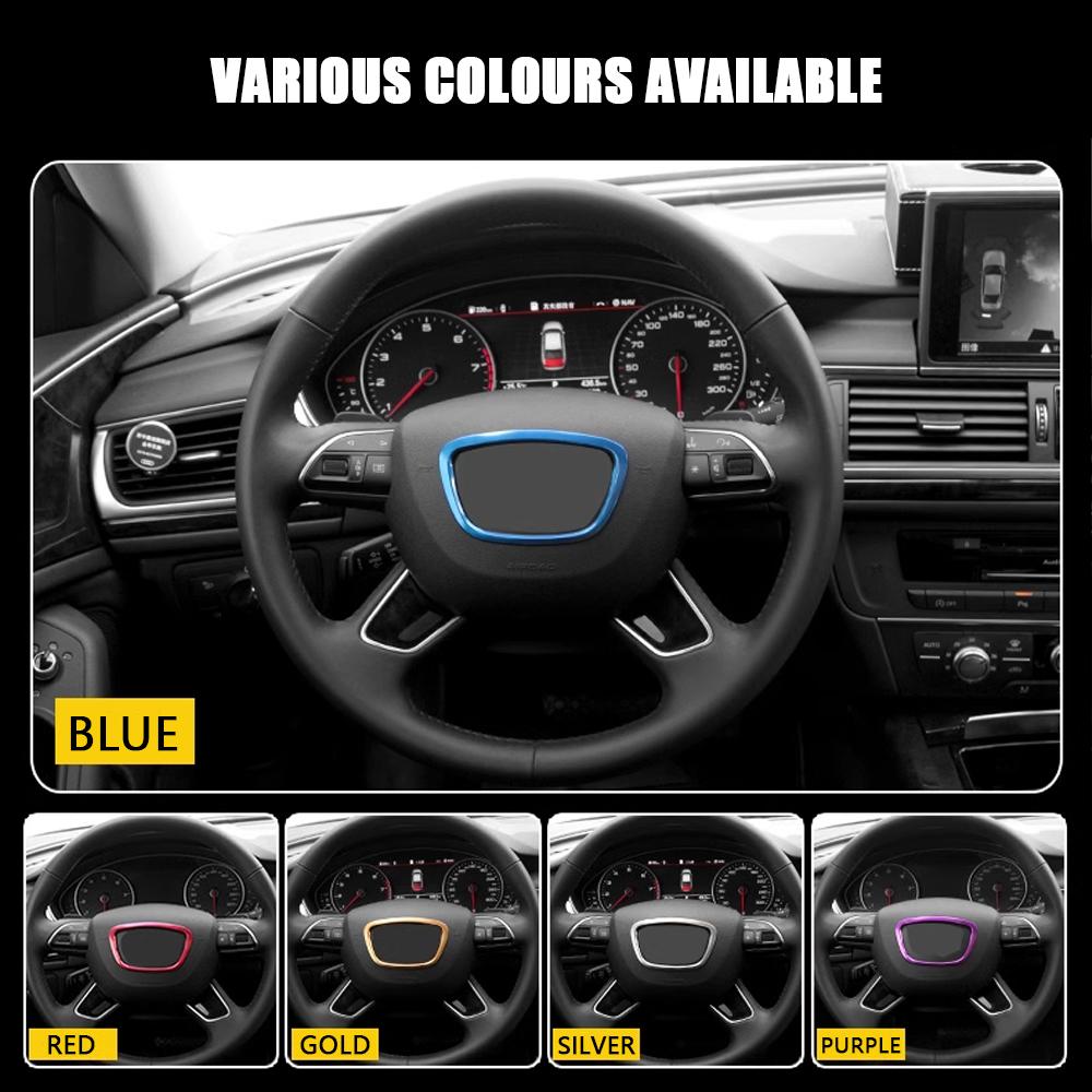 Рамка логотипа рулевого колеса автомобиля для A3 A4L A6L A8 Q3 Q5 Q7, эмблема рулевого колеса, значок, отделка, декоративное кольцо, наклейка, металл, 3D-стиль автомобиля