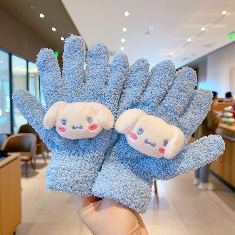1 пара Kawaii Милые Куроми Мелоди Синнаморолл Kt Кот Перчатки Мультяшные Пятипалые Перчатки Осень Зима Теплые Студенческие Перчатки