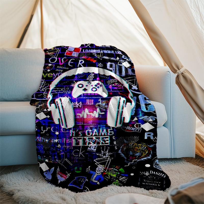 Game Controller Theme Printed Blanket - Perfect for Couch, Bed, Travel & Outdoor Use | Machine Washable, Cozy & Durable.
