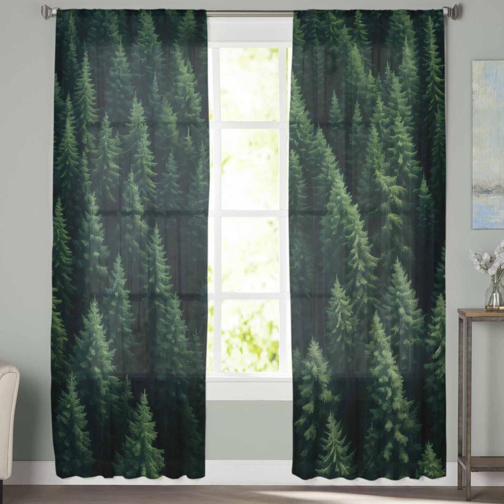 Обои Лесное дерево Осень Прозрачные шторы для гостиной Современный домашний декор Тюль Шторы Спальня Вуаль Шторы