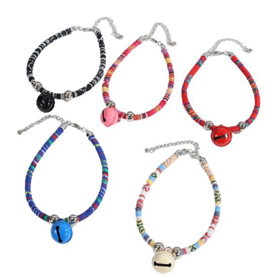 Ошейник для кошек в этническом стиле, регулируемый ошейник для домашних животных, кошек, собак с колокольчиком для домашних животных