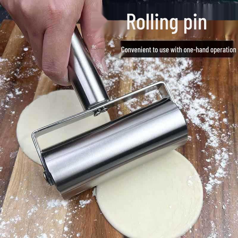 Effort-Saving Stainless Steel Rolling Pin with Wheels for Dough and Dumplings
