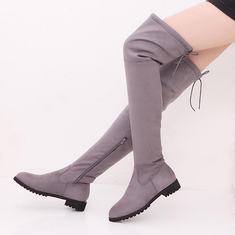 Женские сапоги в корейском стиле, замшевые сапоги выше колена, высокие сапоги до бедра, зимняя обувь для женщин, высокие сапоги, женская обувь, рождественский подарок