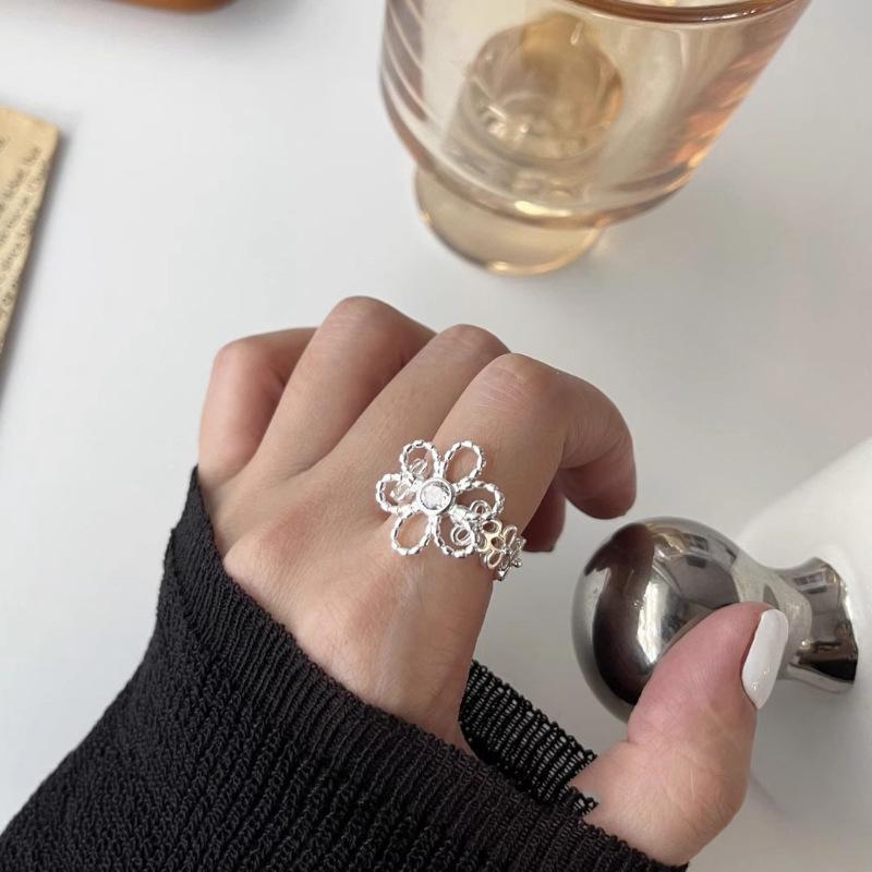 Серебряное кольцо 925 пробы, корейское, геометрический витой плетеный открытый дизайн, женская мода, индивидуальность, простой тренд, ретро, крутые украшения