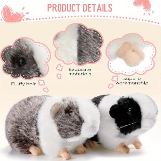 Cute Mini Dutch Pig Plush Toy Soft Stuffed Animal Lifelike Guinea Pig Doll Children's Gift for Christmas Birthdays