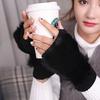 Winter Women's Warm Fluff Knitted Gloves Soft Half Finger Gloves Rabbit Fur Mittens