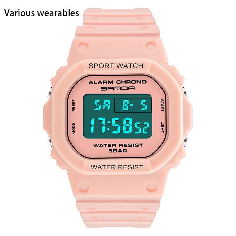 Квадратные многофункциональные электронные часы спортивные часы водонепроницаемые светящиеся в темноте студенческие модные часы