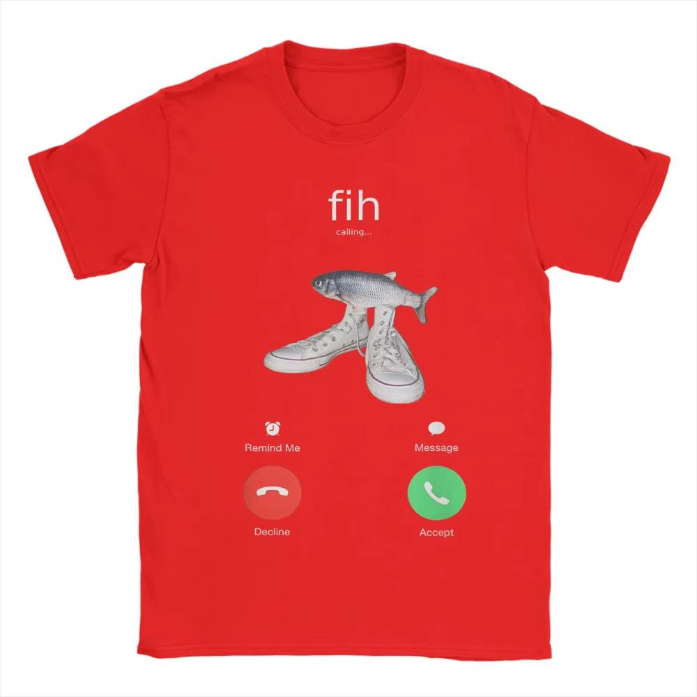 Fih Meme Fish Calling Shirt Misspelled Fih Is Calling Oversized Unisex T Shirt Streetwear Cotton New Retro Short Sleeves Printed