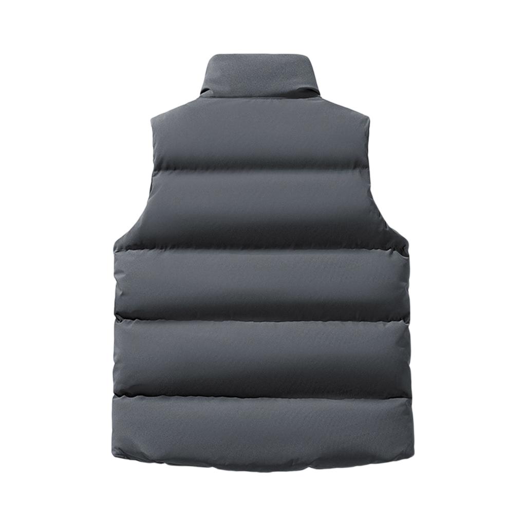Men's Solid-color Casual Workwear Vest, Men's And Women's Zipper Stand-up Collar Thickened Warm Vest Jacket.