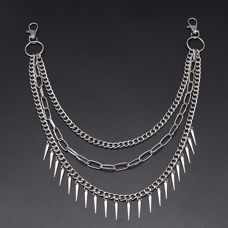 Layered Punk Chain On The Jeans Pants Women Spike Keychains Waist Chain Ornament