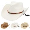 Cap Hat Men Women Straw Cowboy  Wide Wild Western Beach Caps