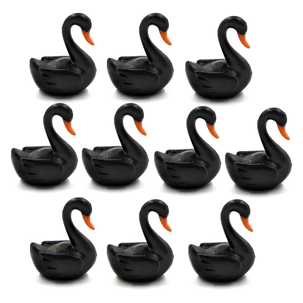 Fairy Garden Black White Swan Miniature Love Ducks Figurine Lover Birds Ornaments Animals Statue
