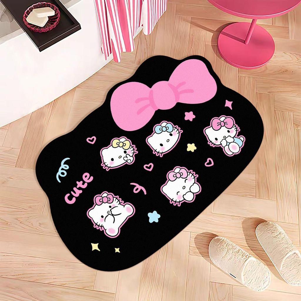 Быстросохнущий нескользящий коврик для ванной из диатомитовой земли Hello Kitty - впитывающий и легко чистящийся.