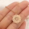Богемные украшения полое ожерелье с узором мандалы для женщин простой ретро-подвеска с цветком