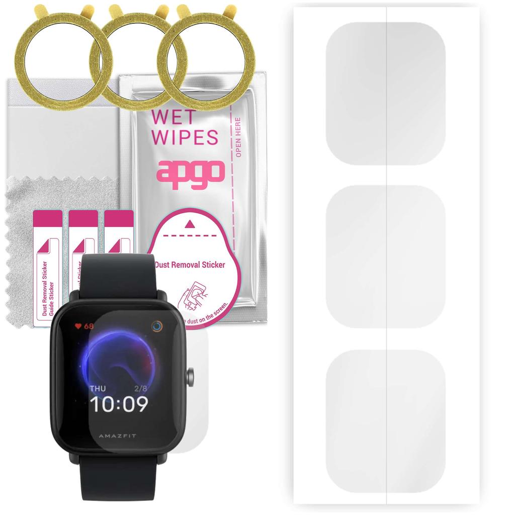 3x Apgo Hydrogel Screen Protector for Amazfit Bip U Pro, Hydrogel Film, with Positioning Layer Easy Installation