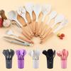 12-piece Set Wooden Handle Silicone Kitchen Utensils Silicone Kitchen Utensils Non-stick Pan Cooking Spatula Baking Storage Tool