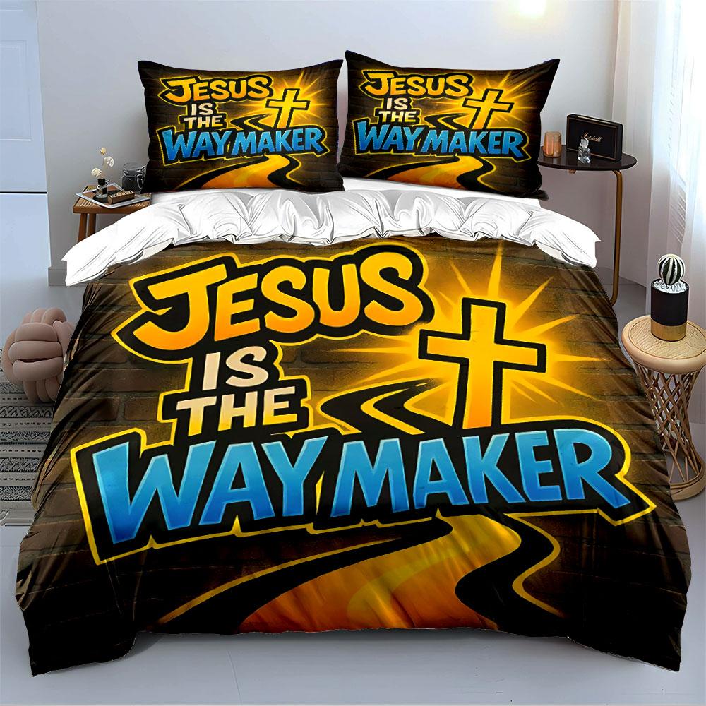 Jesus Is the Waymaker Art Bedding Duvet Cover Set Duvet Cover Pillowcases (1*Duvet Cover 2*Pillowcases, without duvet insert)
